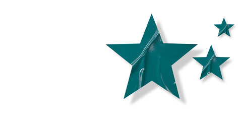 Crumpled green star pattern stickers, separated on a transparent background.