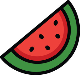 Watermelon slice vector illustration on transparent background.