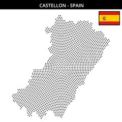 Fototapeta premium Medium circular dotted map of castellon in Spain