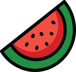 Watermelon slice vector illustration on transparent background.