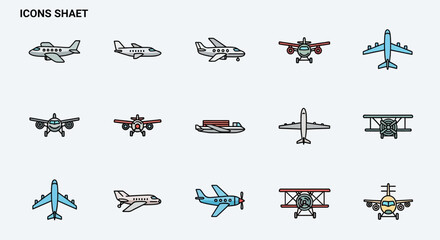 Airplane Icons  A Comprehensive Set of Aviation Illustrations