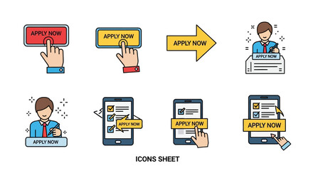Apply Now Button Icons A Comprehensive Set of Illustrations for Websites and Applications