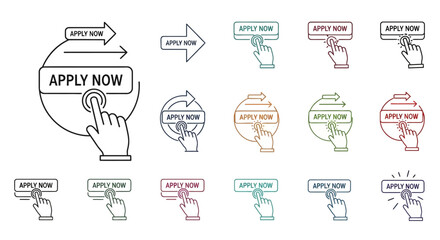 Apply Now Button Illustrations  A Collection of Colorful Vector Graphics for Websites and Apps
