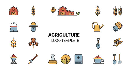Agriculture Logo Template Farm Icons & Design Elements
