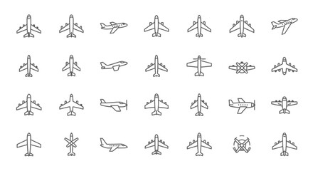 Airplane Icons 30 Outline Airplane Illustrations for Design Projects
