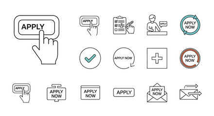 Apply Now Icons  A Collection of  Modern Vector Illustrations for Websites and Applications