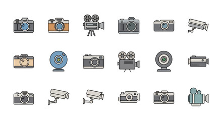 Collection of Camera and Video Recording Equipment Icons