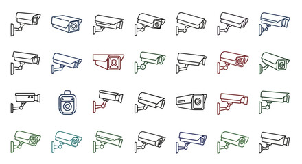 Security Camera Icons 30 High-Quality EPS Vector Illustrations for Surveillance Systems