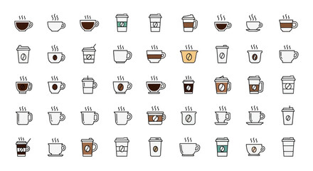 Coffee Cup Icons A Diverse Collection of Espresso, Latte, and More