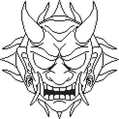 Japanese mask oni one background line