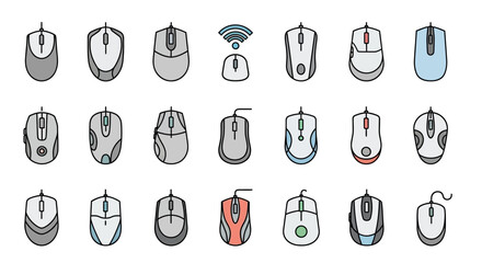 Collection of Computer Mouse Icons Diverse Designs and Styles for Web and Graphic Design Projects