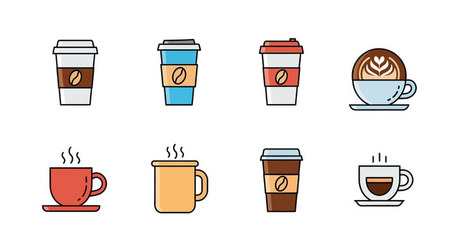 Coffee Cup Icons A Collection of Vector Illustrations for Design Projects
