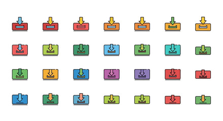 Download Button Icons 30 Colorful EPS Vector Graphics