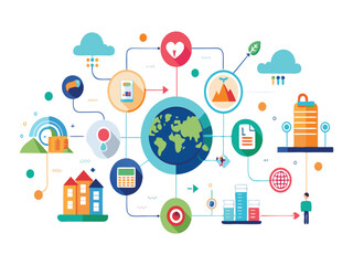 Global network connection concept illustration isolated on white background
