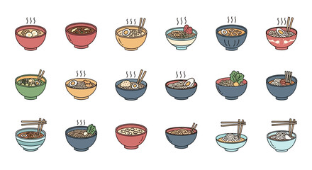Japanese Soup Illustration Collection of Ramen, Udon, and Other Noodle Bowls