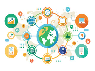 Global network connection technology illustration isolated on white background
