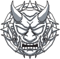 Japanese mask oni circle two background shading