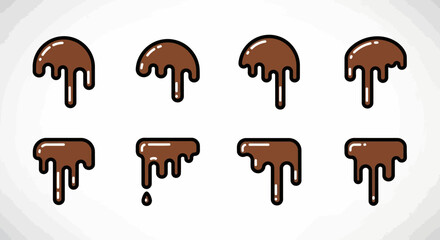 Dripping Melted Chocolate Icons 8 Variations for Design Projects