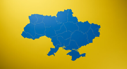 Fototapeta premium Ukrainian flag on the background of the map of Ukraine. Ukraine map with flag