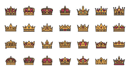 Collection of Royal Crowns Vector Illustrations for Design Projects