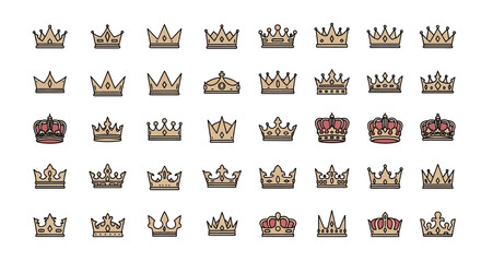 Collection of Royal Crowns Diverse Vector Illustrations for Design Projects