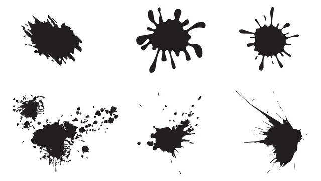A collection of ink stains with various unique and creative shapes and sizes, perfect for adding an artistic touch to your designs, various shapes of ink stains that can be used as interesting and ins