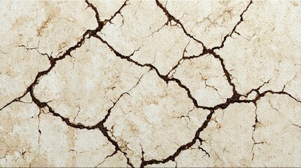 Obraz premium Cracked beige surface texture with deep fissures.