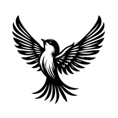 Fototapeta premium Majestic Bird in Flight: Black and White Vector Graphic