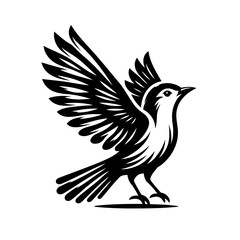 Obraz premium Majestic Bird in Flight: Black and White Vector Graphic