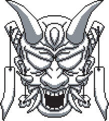 Japanese samurai background hannya oni mask shading