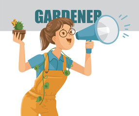 Gardener is Shouting Through a Loudspeaker