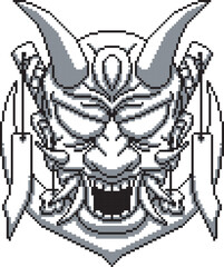 Japanese samurai hannya oni mask two background shading