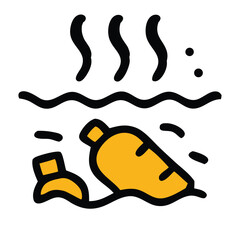 Pollution in the ocean with a plastic bottle and cap floating. Suitable for environmental awareness campaigns, conservation presentations, and educational materials.