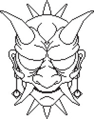 japanese oni mask one background design line