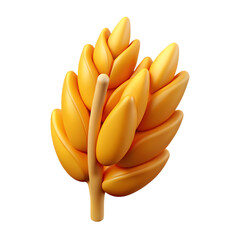 Golden wheat ear 3d render illustration