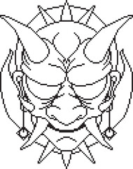 japanese oni mask two background design line