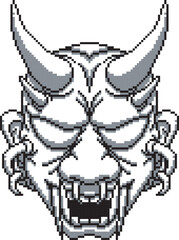 japanese mask oni scary no background shading