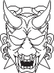 japanese mask oni cyber scary line