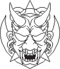 japanese mask oni cyber scary background line
