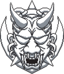 japanese mask oni cyber scary background shading