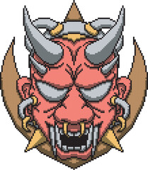 japanese mask oni cyber scary background color