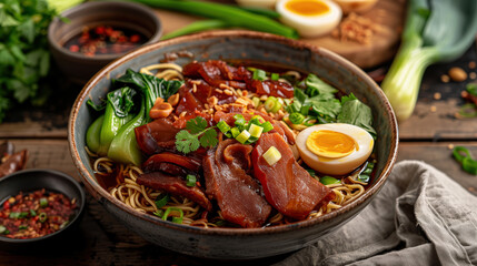 Indulge in Authentic Ba Mee Kha Moo A Visual Delight of Egg Noodles with Braised Pork Leg
