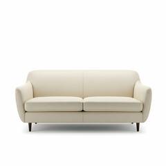 Fototapeta premium Cream Upholstered Sofa: Modern Living Room Furniture Design