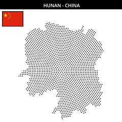 Fototapeta premium Medium circular dotted map of hunan in China
