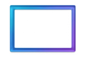 Gradient frame transitioning from deep blue to vibrant purple, offering sleek design element with transparent backdrop for contemporary visual compositions
