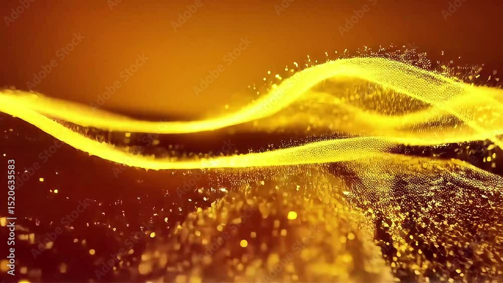 Poster golden particle waves abstract motion background