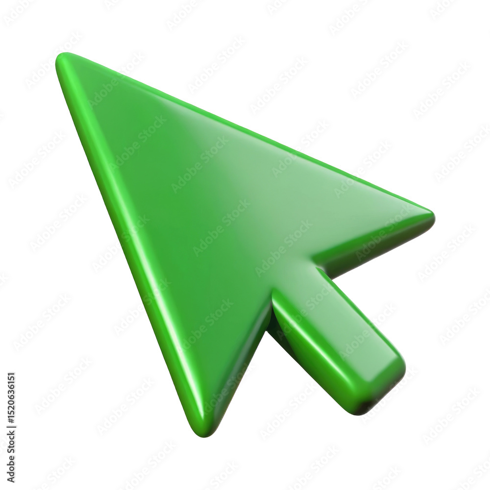 Canvas Prints green computer mouse pointer arrow icon 3d icon in cartoon plastic style minimal isolated on transpa