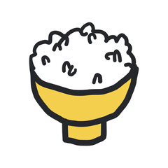 白米の線あり手描きイラスト。和食や食事のコンセプト
