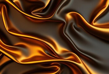 Obraz premium Swirling black and gold silk satin, abstract folds and sheen, surface, design