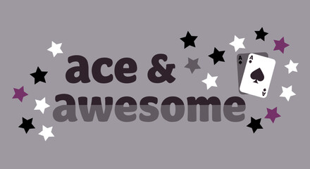 Fototapeta premium ace & awesome. Asexual pride design with ace of spades, stars, and asexual flag colors. LGBTQIA+ identity celebration.